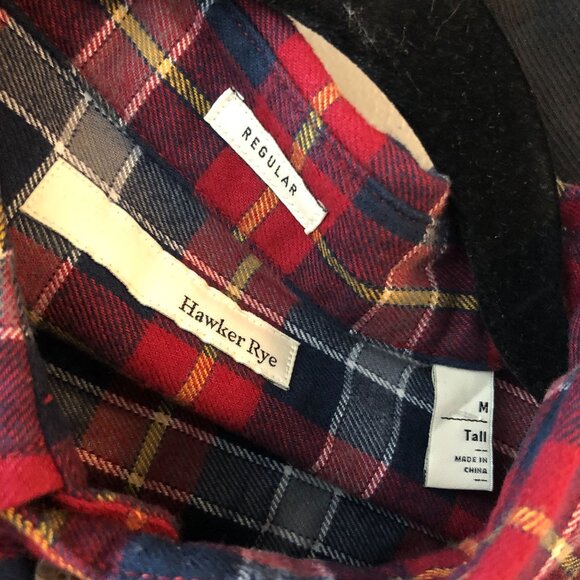 Hawker Rye Mens Red & Navy Plaid Flannel Regular Fit Button-Up Shirt M - Picture 3 of 5
